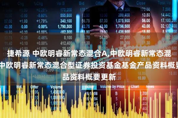 捷希源 中欧明睿新常态混合A,中欧明睿新常态混合C: 中欧明睿新常态混合型证券投资基金基金产品资料概要更新